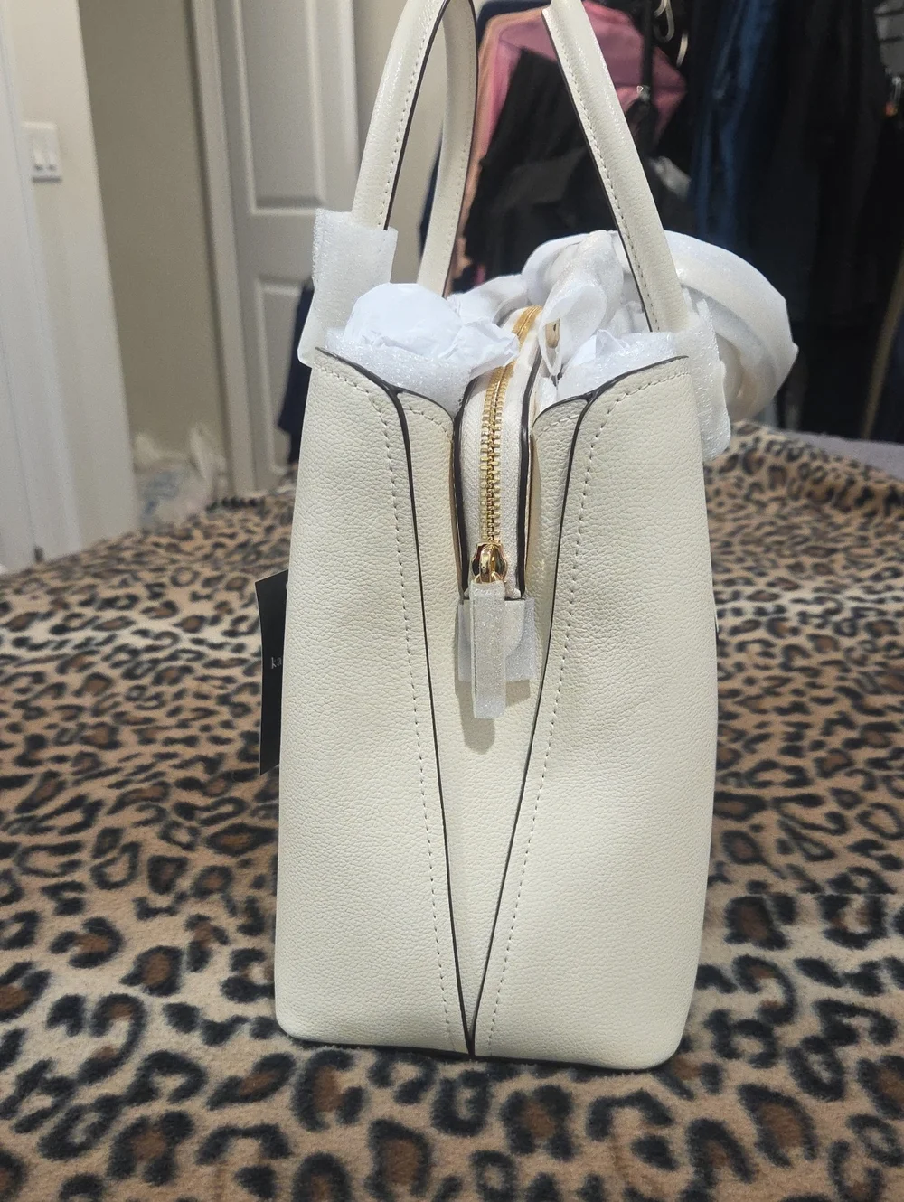 kate spade Thompson Cashew Milk Cream Structured Satchel with Top Handles